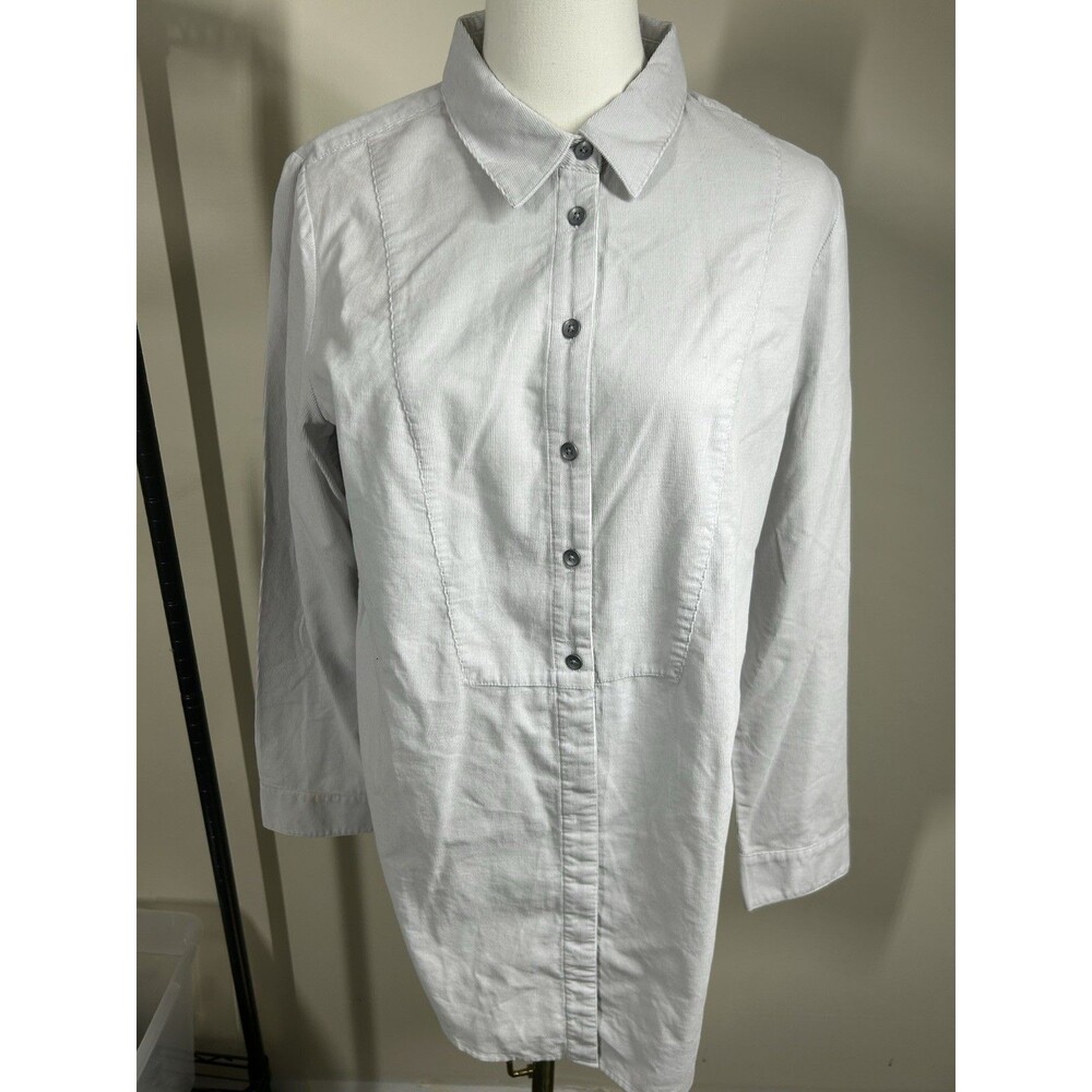 J. Jill Womens Button Down Shirt Medium Light Grey $69.00 New 108